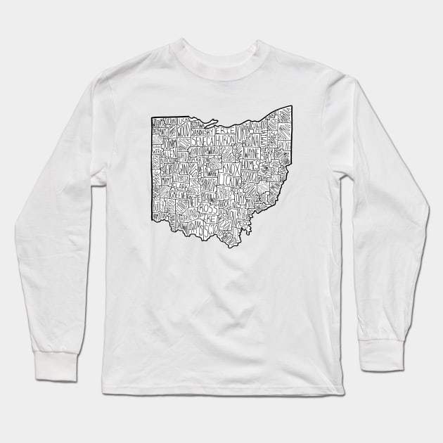 Ohio Map Long Sleeve T-Shirt by calenbundalas